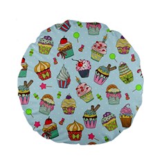 Cupcake Doodle Pattern Standard 15  Premium Flano Round Cushions by Sobalvarro
