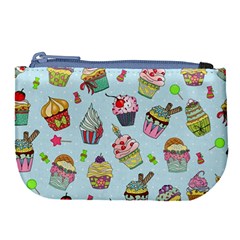 Cupcake Doodle Pattern Large Coin Purse by Sobalvarro