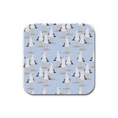 Cute Seagulls Seamless Pattern Light Blue Background Rubber Square Coaster (4 Pack)  by Wegoenart