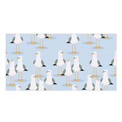 Cute Seagulls Seamless Pattern Light Blue Background Satin Shawl by Wegoenart