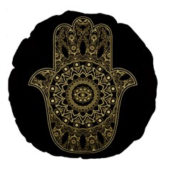 Hamsa Hand Drawn Symbol With Flower Decorative Pattern Large 18  Premium Flano Round Cushions by Wegoenart