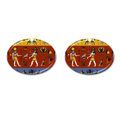 Ancient Egyptian Religion Seamless Pattern Cufflinks (oval) by Wegoenart