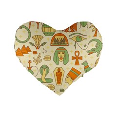 Egypt Seamless Pattern Standard 16  Premium Flano Heart Shape Cushions by Wegoenart