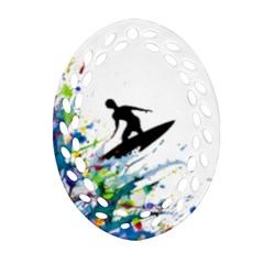 Nature Surfing Ornament (oval Filigree) by Sparkle