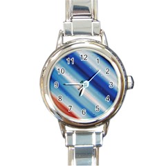Blue White Round Italian Charm Watch by Sparkle