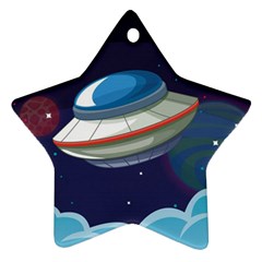 Ufo Alien Spaceship Galaxy Star Ornament (two Sides) by Vaneshart