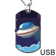 Ufo Alien Spaceship Galaxy Dog Tag Usb Flash (one Side)