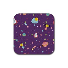 Space Travels Seamless Pattern Vector Cartoon Rubber Coaster (square)  by Vaneshart