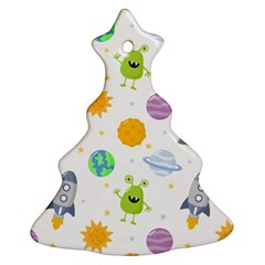 Seamless Pattern Cartoon Space Planets Isolated White Background Christmas Tree Ornament (two Sides) by Vaneshart