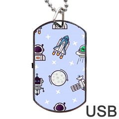 Seamless Pattern With Space Theme Dog Tag Usb Flash (one Side)