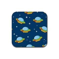 Seamless Pattern Ufo With Star Space Galaxy Background Rubber Coaster (square)  by Vaneshart