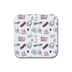 Music Themed Doodle Seamless Background Rubber Coaster (square)  by Vaneshart
