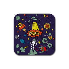 Vector Flat Space Design Background With Text Rubber Coaster (square)  by Vaneshart