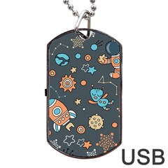 Space Seamless Pattern Dog Tag Usb Flash (two Sides)