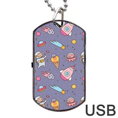 Outer Space Seamless Background Dog Tag Usb Flash (one Side)