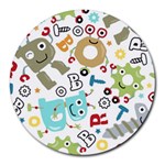 Seamless Pattern Vector With Funny Robots Cartoon Round Mousepads