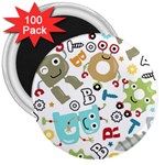Seamless Pattern Vector With Funny Robots Cartoon 3  Magnets (100 pack)
