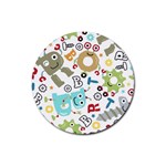 Seamless Pattern Vector With Funny Robots Cartoon Rubber Coaster (Round) 