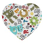 Seamless Pattern Vector With Funny Robots Cartoon Heart Ornament (Two Sides)