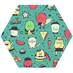 Seamless Pattern With Funny Monsters Cartoon Hand Drawn Characters Unusual Creatures Wooden Puzzle Hexagon by Vaneshart
