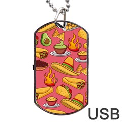 Seamless Pattern Mexican Food Hat Traditional Dog Tag Usb Flash (two Sides)