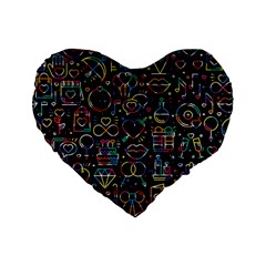 Seamless Pattern With Love Symbols Standard 16  Premium Flano Heart Shape Cushions by Vaneshart