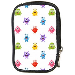 Seamless Pattern Cute Funny Monster Cartoon Isolated White Background Compact Camera Leather Case by Vaneshart
