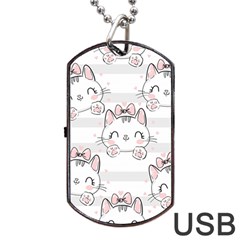 Cat With Bow Pattern Dog Tag Usb Flash (one Side)