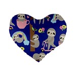 Hand Drawn Cute Sloth Pattern Background Standard 16  Premium Flano Heart Shape Cushions Front