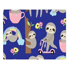 Hand Drawn Cute Sloth Pattern Background Double Sided Flano Blanket (large)  by Vaneshart