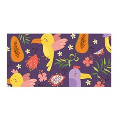 Exotic Seamless Pattern With Parrots Fruits Satin Wrap by Vaneshart