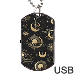 Asian Seamless Pattern With Clouds Moon Sun Stars Vector Collection Oriental Chinese Japanese Korean Dog Tag Usb Flash (two Sides)