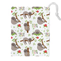 Seamless Pattern With Cute Sloths Sleep More Drawstring Pouch (5xl) by Vaneshart
