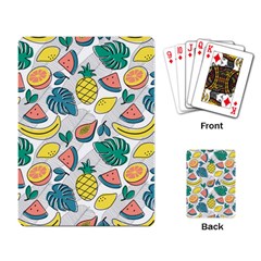 Seamless Pattern Tropical Fruit Banana Watermelon Papaya Lemon Orange Monstera Playing Cards Single Design (rectangle) by Vaneshart