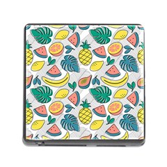 Seamless Pattern Tropical Fruit Banana Watermelon Papaya Lemon Orange Monstera Memory Card Reader (square 5 Slot) by Vaneshart