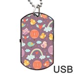Cute Seamless Pattern With Doodle Birds Balloons Dog Tag USB Flash (One Side) Front