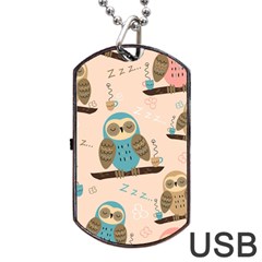 Seamless Pattern Owls Dream Cute Style Fabric Dog Tag Usb Flash (two Sides)