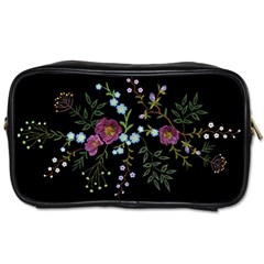 Embroidery Trend Floral Pattern Small Branches Herb Rose Toiletries Bag (one Side) by Vaneshart