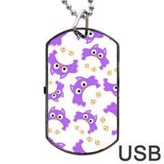 Purple Owl Pattern Background Dog Tag Usb Flash (two Sides)