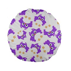 Purple Owl Pattern Background Standard 15  Premium Flano Round Cushions by Vaneshart