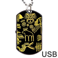 Golden Indian Traditional Signs Symbols Dog Tag Usb Flash (one Side)