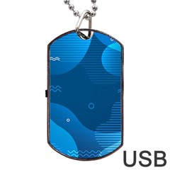 Abstract Classic Blue Background Dog Tag Usb Flash (two Sides)
