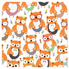 Cute Colorful Owl Cartoon Seamless Pattern Wooden Puzzle Square by Vaneshart