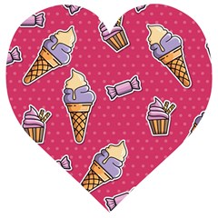 Seamless Pattern Patches With Ice Cream Wooden Puzzle Heart by Vaneshart