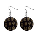 Indian Aztec African Historic Tribal Mask Seamless Pattern Mini Button Earrings Front
