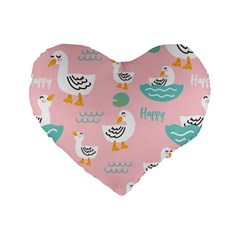Cute Happy Duck Gift Card Design Seamless Pattern Template Standard 16  Premium Flano Heart Shape Cushions by Vaneshart
