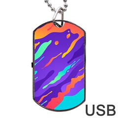 Multicolored Abstract Background Dog Tag Usb Flash (one Side)