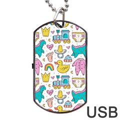 Baby Care Stuff Clothes Toys Cartoon Seamless Pattern Dog Tag Usb Flash (one Side)