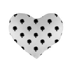 Black And White Tropical Print Pattern Standard 16  Premium Flano Heart Shape Cushions by dflcprintsclothing