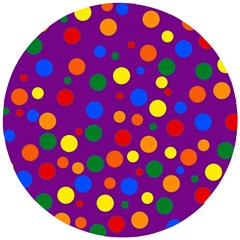 Gay Pride Rainbow Multicolor Dots Wooden Puzzle Round